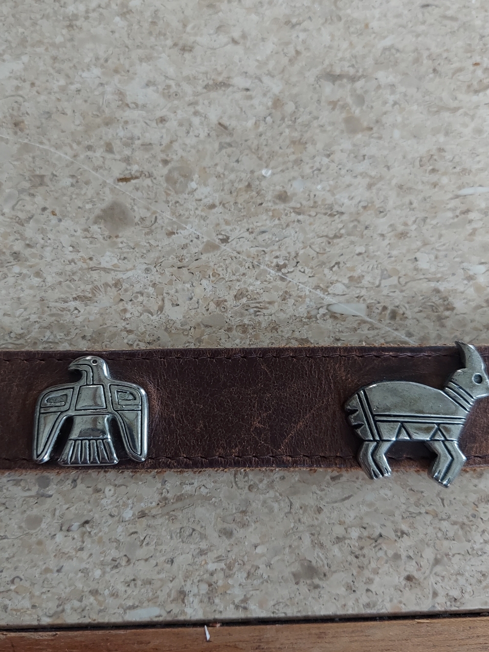 Boho Brown Leather Western Belt with Metal Conchos - Picture 4 of 10